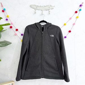 The North Face LARGE Gray Full Zip Hooded Fleece Lined Sweater Jacket